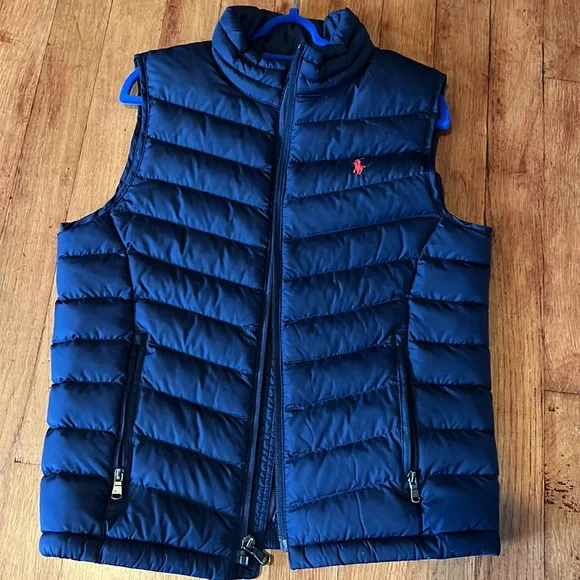 Boys polo vest color blue size 7